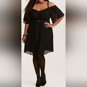 Torrid Black Off-Shoulder Mini Dress Sz 1